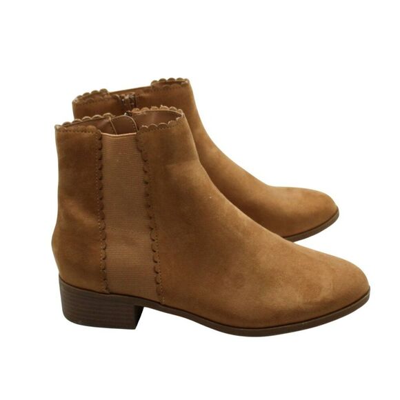 Charter Club Womens Brown Goring Scalloped Daxi Round Toe Block Heel Booties - Picture 6 of 9